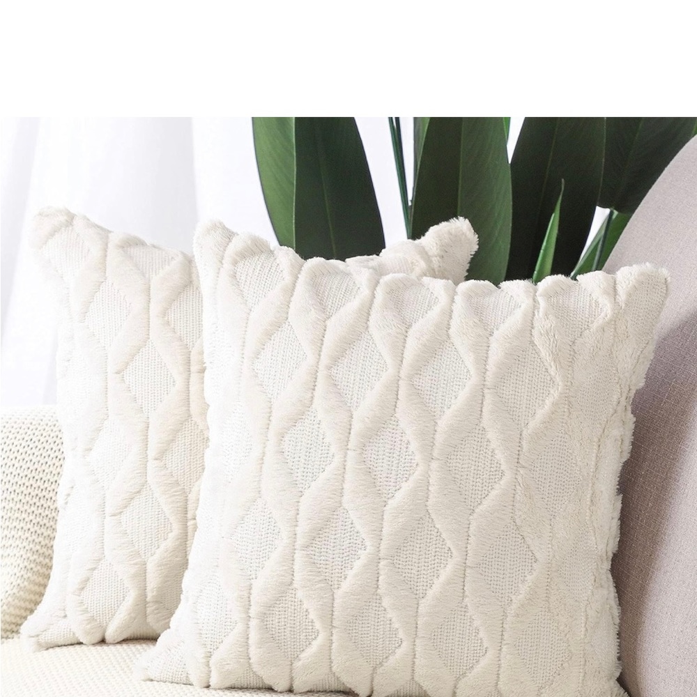 MADIZZ Set of 2 Soft Plush Short Wool Velvet Decorative Throw Pillow Cover 20X20
